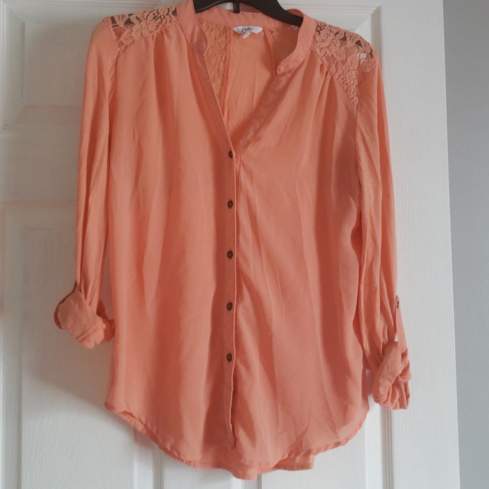 Peach Button Down Long Sleeve